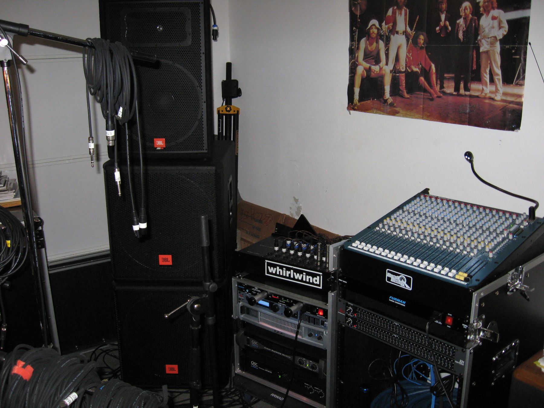 The Allen & Heath mixer and JBL speakers