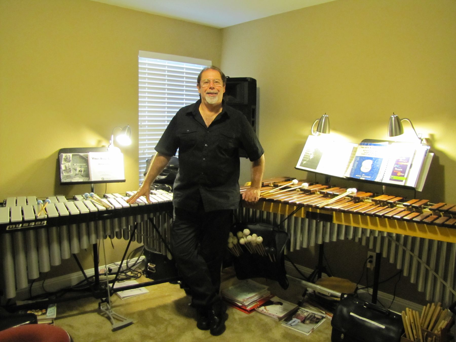 Bruce between the vibraphone and the marimba